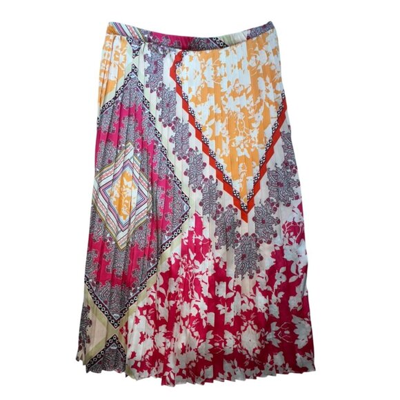 Chicos Womens Bohemian Maxi Pleated Skirt Size 3/Large Pink Orange - Picture 9 of 11